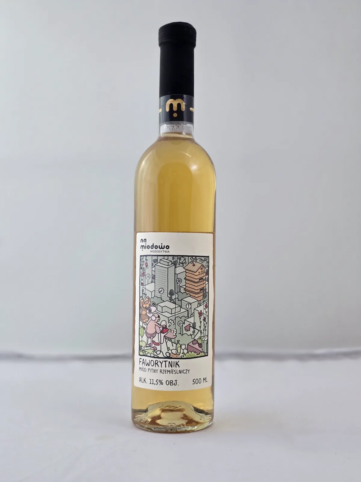 Miód pitny Faworytnik (czwórniak miętowo-limonkowy) - butelka 500 ml, front etykiety