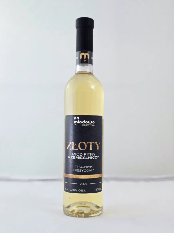 Miód pitny Złoty z płatkami złota - butelka 500 ml